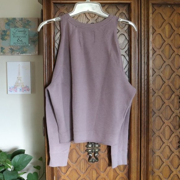 VICTORIA SPORT cold shoulder crop sweatshirt - Dusty Mauve, Size XS - Picture 3 of 16